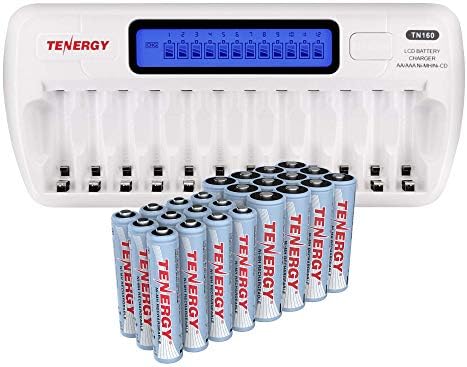 Tenergy TN160 и 24 Акумулаторни батерии в опаковка, 12 батерии тип АА, 12 Батерии тип AAA, Идеална за Потребителска Електроника