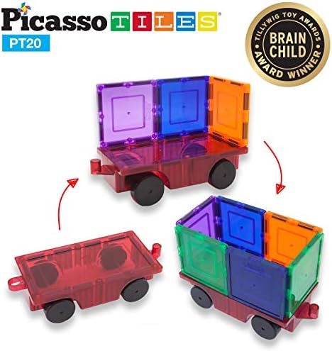 PicassoTiles, Комплект от 2 теми, Дизайнер за кола, набор от играчки, Развивающий Магнит, Строителна Теракот, Магнитни Блокчета,