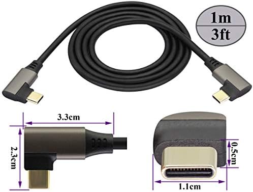 Удлинительный кабел AAOTOKK под прав ъгъл USB C 3.1 Gen 2 10 Gbit/s 90 градуса Тип C 3.1 USB кабел тип папа-папа Поддържа зареждане,