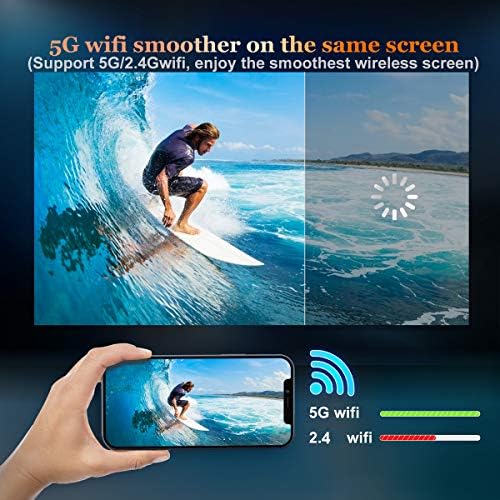 Проектор WiMiUS W1 WiFi Bluetooth 8500L Full HD, вграден 1080P, плавен 5G Wi iPhone-проектор за домашни и улични филми, поддръжка