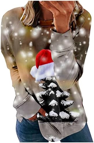 Зимни Облекла за жени, Върхове с кръгло деколте и Коледните принтом за излизане на Светлина, Дамски Hoody за тренировки, Дамски