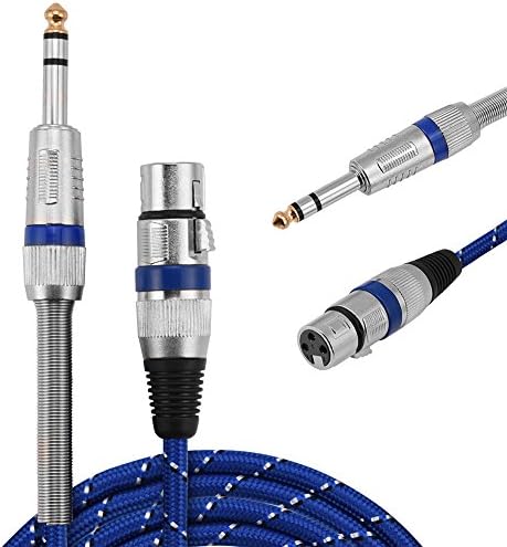 Кабел DAUERHAFT XLR 10 фута, Мрежест кабел XLR от синьо влакна 3 метра Трайни Трайни Лесен за използване за Микшеров за електрически
