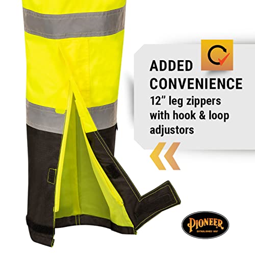 Полукомбинезон с висока видимост Pioneer Ripstop - Защитна Мушама – Мъжки работна работно облекло Hi Vis, Водоустойчив, Светоотражающая – Оранжево, Жълто /Зелено
