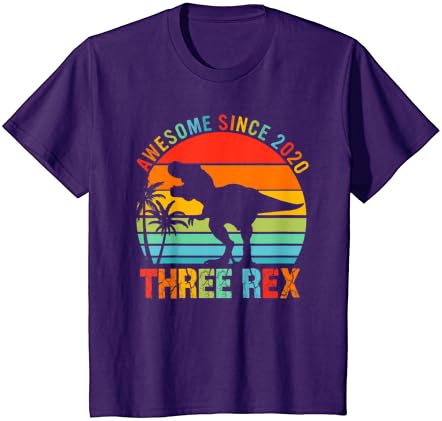 Детска тениска с три Рексами на 3-тия Рожден Ден 2020 Г., на Третия Динозавър, 3-Годишно Момче
