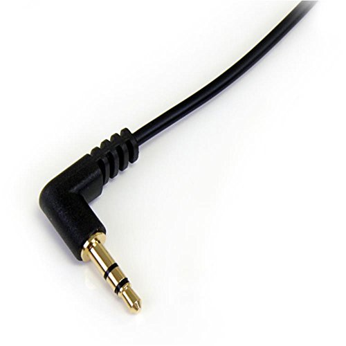 StarTech.com аудио кабел 3.5 мм под прав ъгъл и дължина 1 метър (0,3 м) - Тънък аудио кабел с 3,5 мм Мъжки/Male - Aux Кабел (MU1MMSRA),